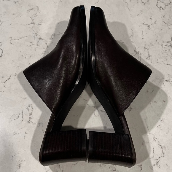LIZ CLAIBORNE Y2K Brown Leather Square Toe Heeled Mules Size 6.5 - Picture 6 of 14